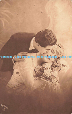 R216635 Man kissing woman on the cheek Carbonette Engaged Tuck No 4619 1923