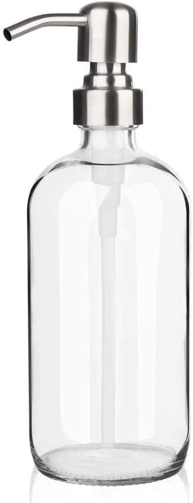 ARKTEK Glass Soap Dispenser - Clear Dish for Kitchen Refillable Liquid Hand wit