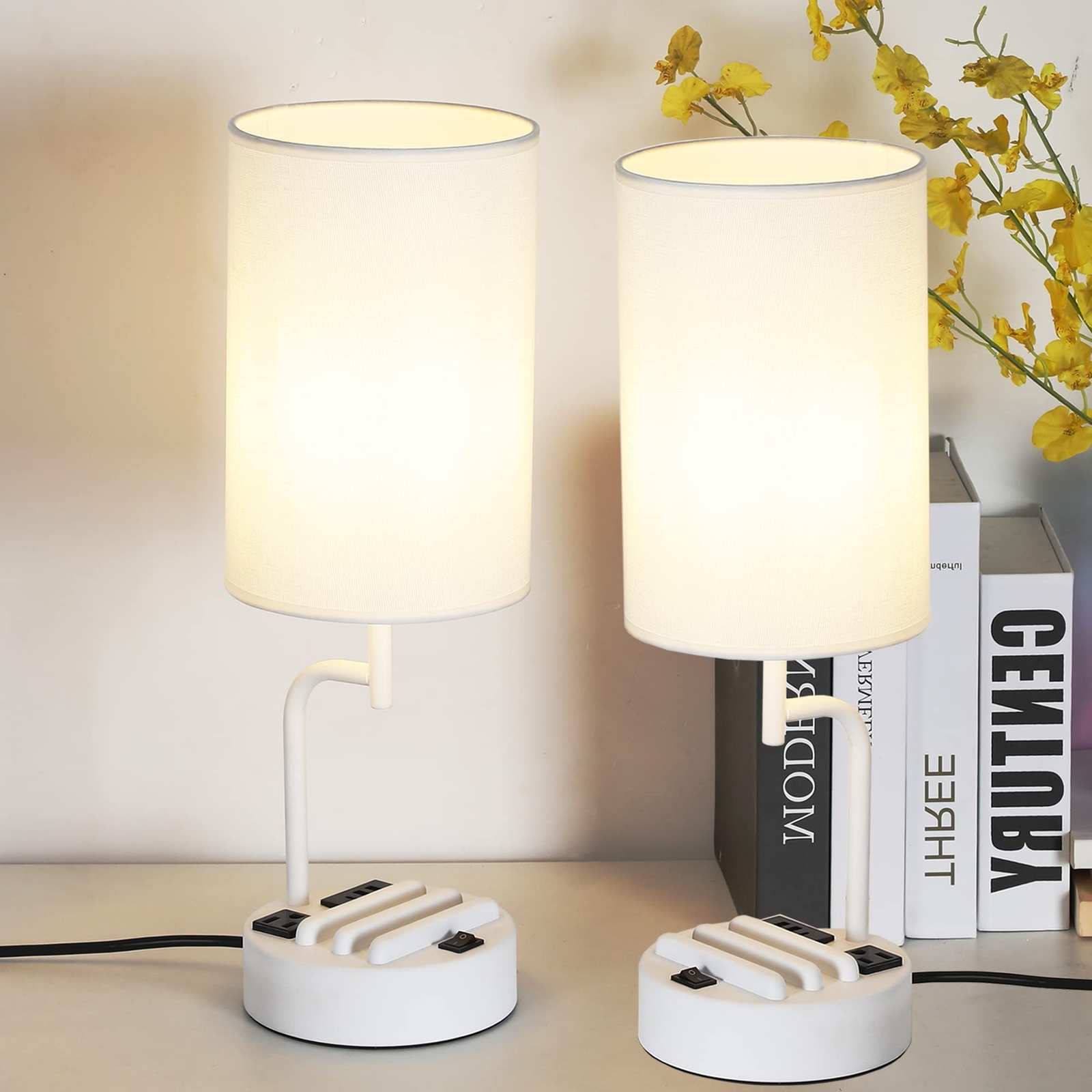 Table Lamp With 3 Usb Charging Ports Modern Desk Lamp With Ac Outlet And Phone S-image
