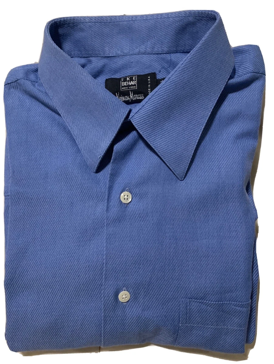 IKE BEHAR Button Shirt Mens Large Blue Long Sleeve Collared 100% Cotton