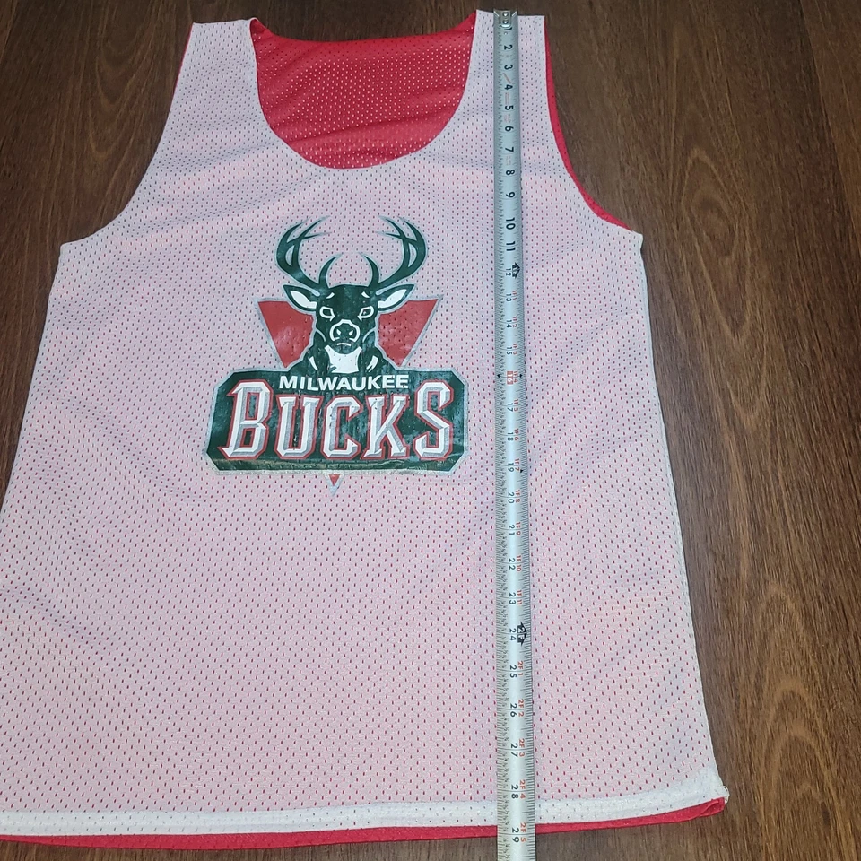 Camiseta deportiva vintage Y2K Milwaukee Bucks Camp para hombre M práctica reversible malla de centavo Foto 4 de 4
