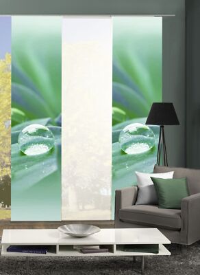 3er-Set Schiebevorhänge GOTAS blickdicht / transparent, Höhe 245 cm, grün WFI