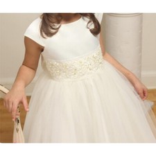 WHITE Size 8 Flower Girl Dress Birthday Recital Bridesmaid Formal Party