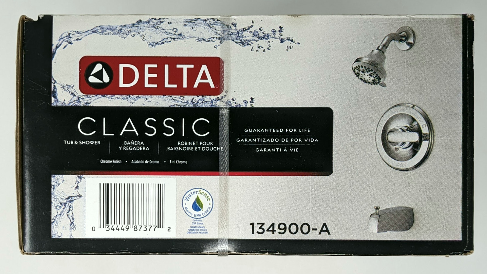 Delta Classic Tub & Shower Chrome Finish 5 Spray Settings 134900A NEW