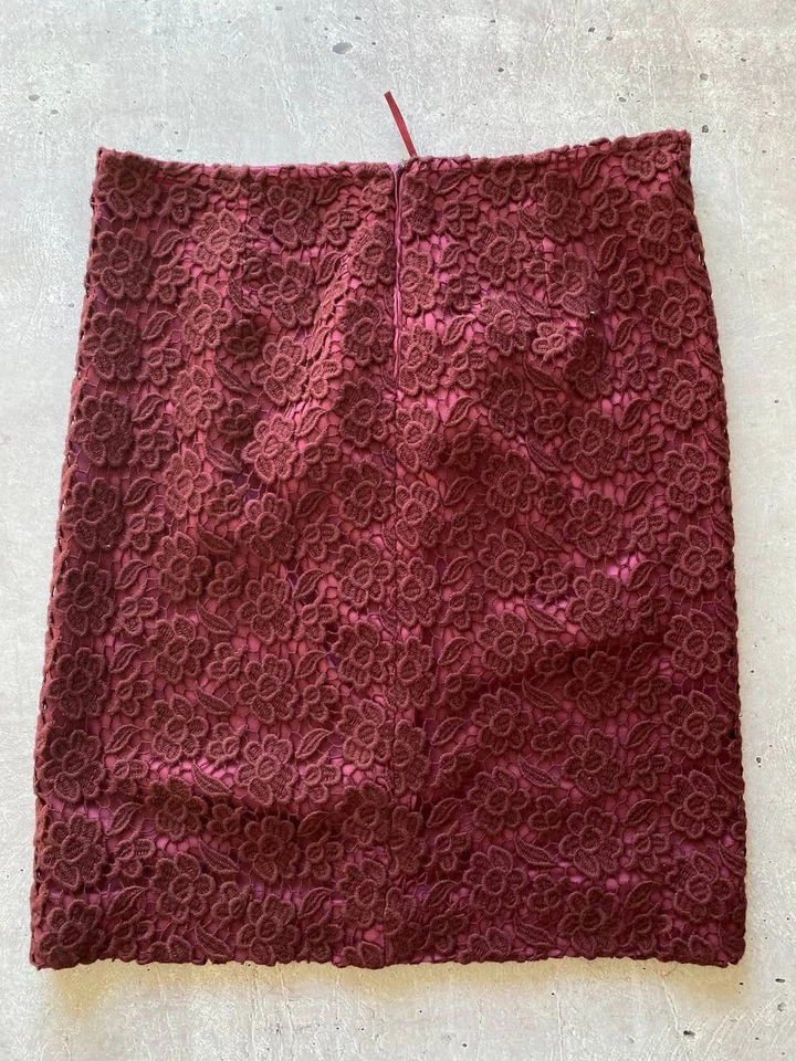 Falda midi floral rosa lana Max Mara de fin de semana de lujo talla 10 roja Foto 3 de 4