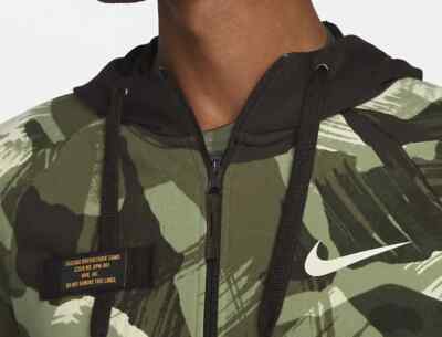 Nike Men's Brown/Multi Camo Fleece FZ Fitness Hoodie (DQ4790-220