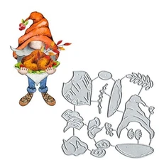 Thanksgiving Gnome Metal Die Cuts, Thanksgiving Turkey Gnome Metal Cutting Di...