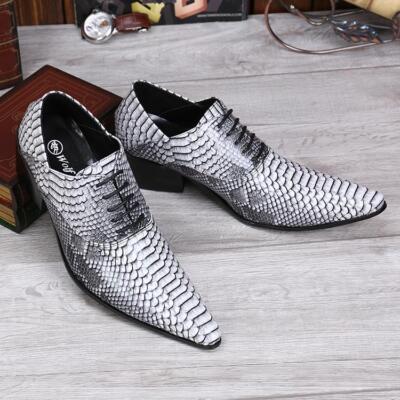 Mens British Pointy Toe Leather Block Heel Dress Lace Up Business Fashion Shoes