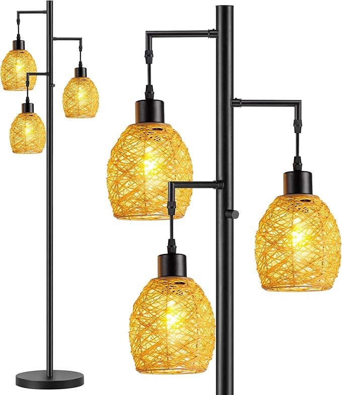 SUNMORY Industrial Farmhouse Tree Floor Lamp for Living Room Standing Light