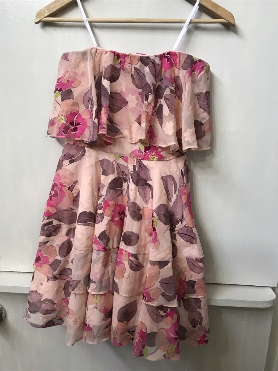 Lulus Perfect Paradise Strapless Jacquard Mini Dress Pink Floral