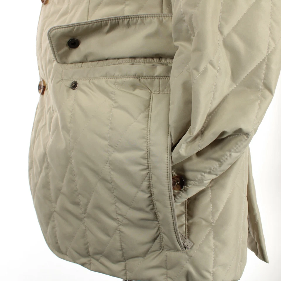 Luciano Barbera NWT Polyester Quilted Blazer Jacket Size 50 US M in Solid Beige - Imagem 4 de 4