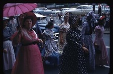 Women Amish Dresses Street Scene Cars 1950s Slide 35mm Red Border Kodachrome