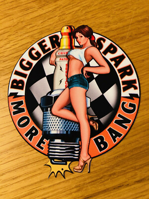BIGGER SPARK MORE BANG Aufkleber Sticker Pin Up Girls Motorsport Decal USA Pu091