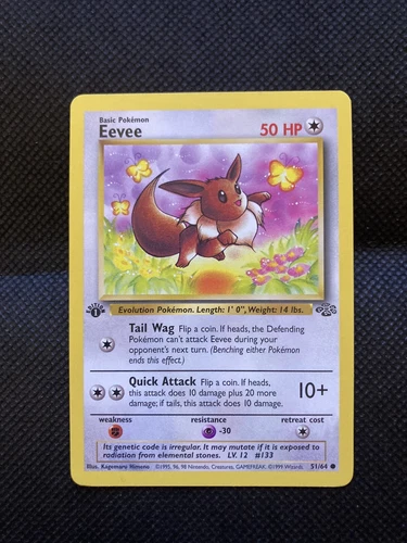 Pokemon Card Eevee Jungle 1st Edition Set Common 51/64 Near Mint