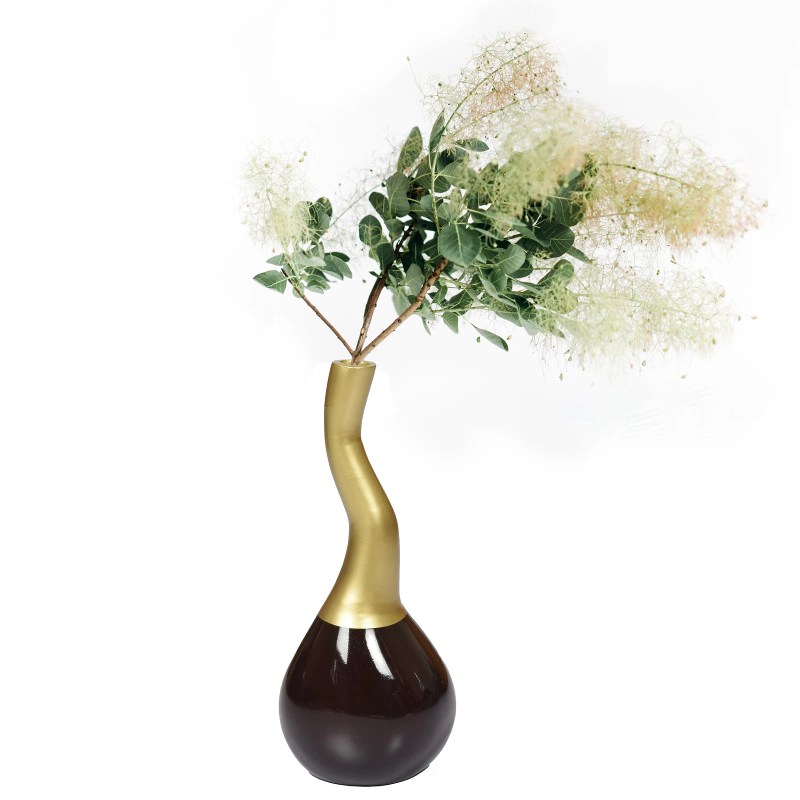 New Decorative Modern Table Flower Vase Aluminium-Casted, Two Tone 10 Inch