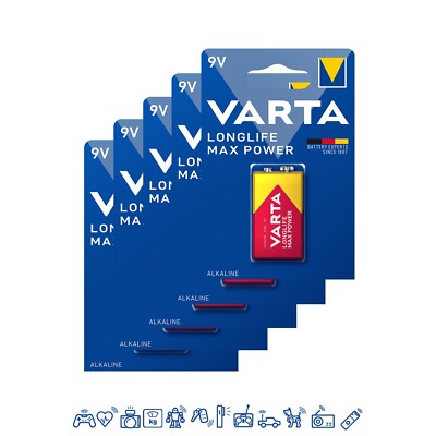 5 x Varta 9V-Block 4722 Longlife Max Power eh. MaxTech Alkaline Rauchmelder