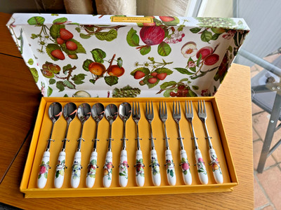12er Set Portmeirion Pomona Gebäckgabeln & Teelöffel PM1103 Originalverpackt Top