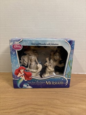 Disney Princess Little Mermaid ARIEL + SEBASTIAN Paint Your Own Statue Kit - NEW