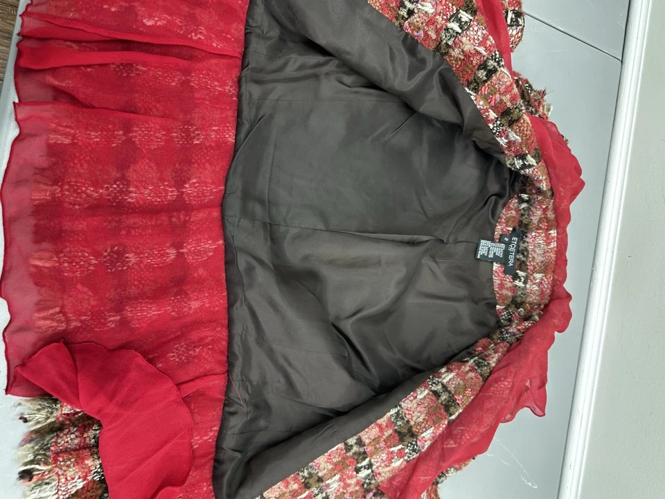 Blazer ETCETERA Rojo, Marrón Cuadros Alpaca-Mohair-Lana Tweed Talla 2 Foto 4 de 4