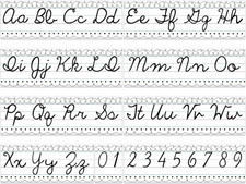 Set of 9 Cursive Writing Bulletin Board Cursive Alphabet Wall Strip for Teacher