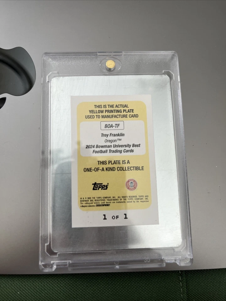  2023 Bowman Troy Franklin Yellow Printing Plate AUTO ROOKIE  1/1 BRONCOS - Image 2 of 2