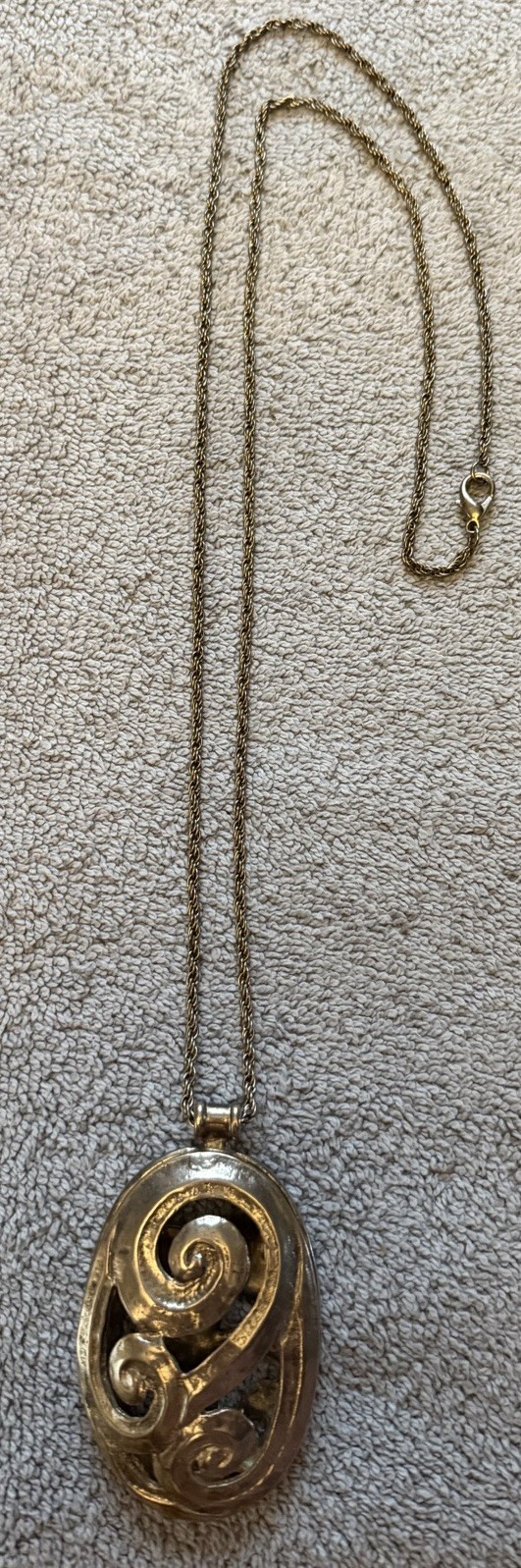 LARGE STATEMENT PENDANT OPENWORK SCROLL / SWIRL D… - image 1