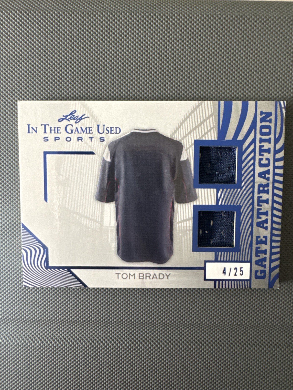 2025 Leaf in The Game Used Tom Brady Dual Jersey 4/25 Patriots view 1