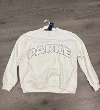 Parke White Pullover Crew Neck Cotton Fleece Sweatshirt Women's Size L/XL