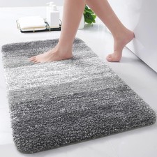 Arotive Microfiber Bathroom Rugs, Shaggy Soft and Absorbent 24" x 16", Grey