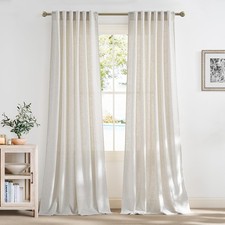 Linen Curtains 96 inch Long 2 Panels Set, 55" Wide Thick Organic Flax Linen B...