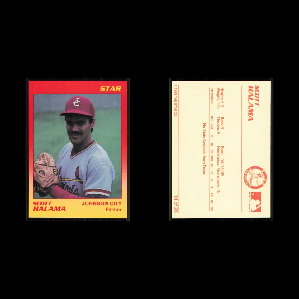 Scott Halama #14 1989 Star Minor League Johnson City Cardinals Baseball Card MLB - Image 3 of 3