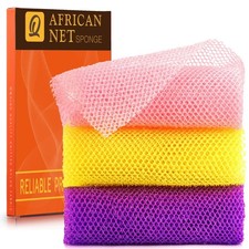 UJFQBH 3 Pieces African Bath Sponge African Net Long Net Bath Sponge Exfoliat...