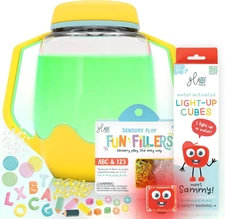 Play Pack Bundle with Sensory Play Jar, Water-Activated Light-Up Cubes, and Fun 