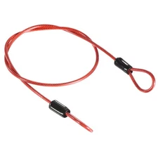 Security Steel Cable 2.5mmx0.5m Coated Luggage Lock Rope w Loop Red