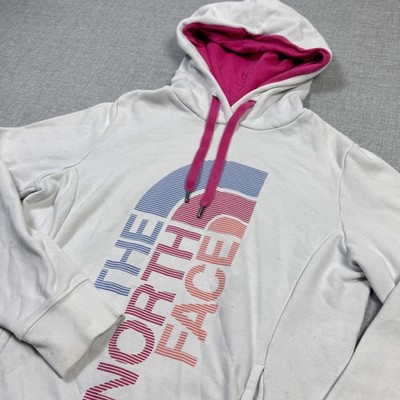 The North Face Hoodie Womens Medium White Pullover Hooded Fleece Graphic Logo