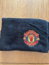 Asciugamano nero Manchester United FC calcio ricamo disegno 