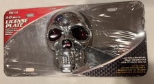 PILOTO 3D Ojos Rojos Calavera Placa Acero Inoxidable Resistente al Óxido Nuevo de Lote Antiguo