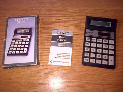 Retro Citizen SL-15 8 Digit Vintage Dual Power Calculator RARE Boxed WORKING