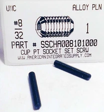 #8-32x1 Hex Socket Set Screws Cup Point Alloy Steel (25)