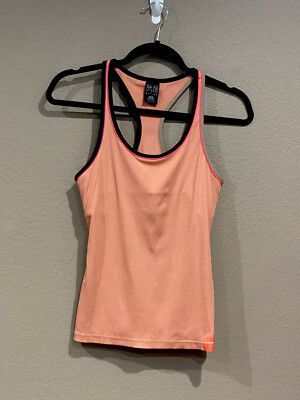 P.E Nation Tank Top Ribbed Racerback Womens medium Peach Bloom built-n-bra M