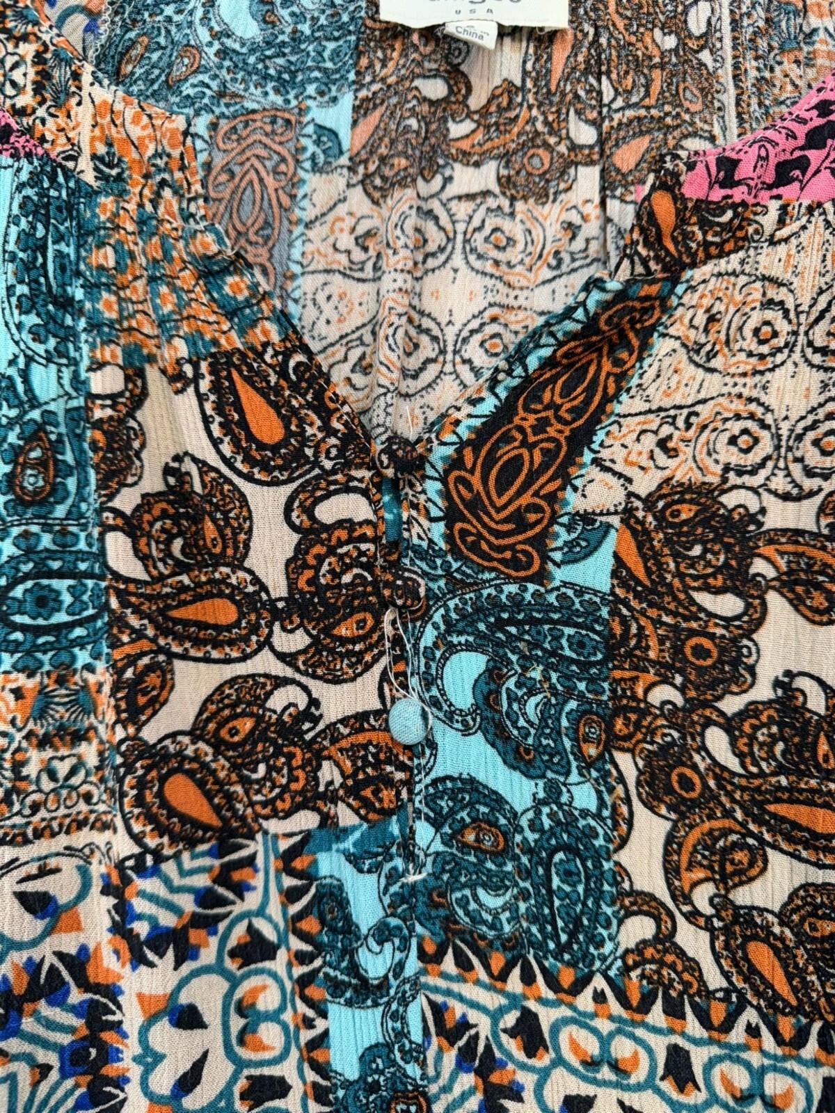 Umgee Womens Patchwork Pattern Long Sleeve Shirt … - image 5