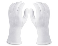 Long Wrist WHITE Cotton Gloves - Sizes XS-XXL - Santa's Favorite Gloves