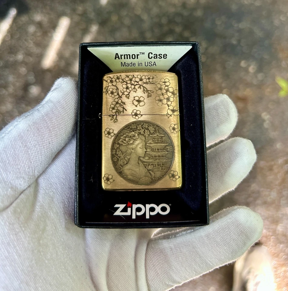 Encendedor Zippo Japonés Geisha Armor | Latón Grabado Personalizado | Hecho en EE. UU. | Foto 2 de 4