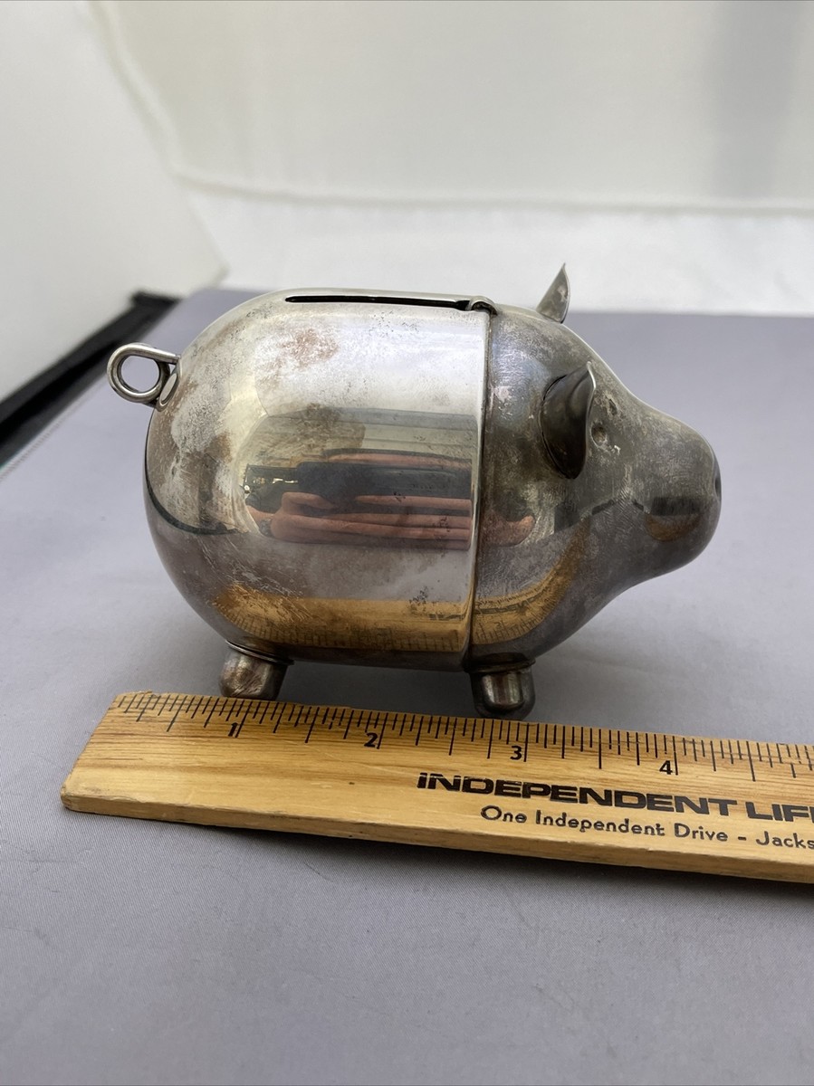 Vintage Rare Silver Plate Piggy Bank Napier z214 | eBay