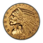 1913-S G$5 Indian Head Gold Half Eagle - Luster - AU - SKU-G3888