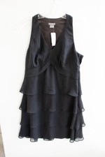 NEW Ann Taylor Petites BLACK SLEEVELESS TIERED RUFFLE DRESS Size 4P