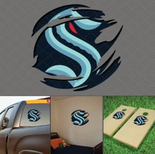 Seattle Kraken Distressed Scratched Decal | Torn Ripped Tattered Vinyl Sticker
