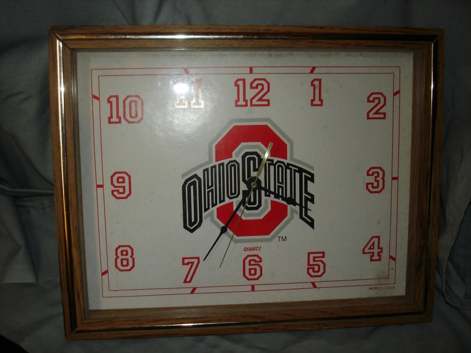 Ohio State University Quartz Wall Clock Glass with Wood Frame World Clock - Image 3 of 3