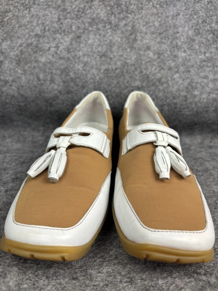 Sapatos de golfe Walter genuínos femininos UE 38 borlas de couro branco slip on - Imagem 2 de 4