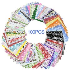 100x Patchwork Squares Fabric Charm Packs Quilting Designs Machine Cut Remnants